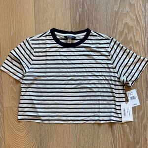 Splits59 Striped Cropped Tee - Navy & White
